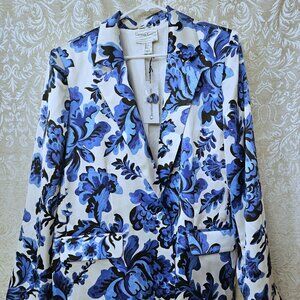 NWT Christian Lacroix blue/white floral jacket / blazer single button size L
